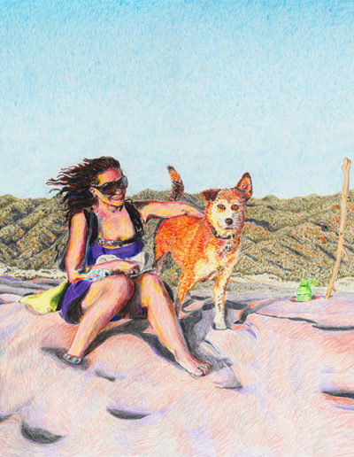 "M & Sierra, High Dune, Summer Solstice, Great Sand Dunes", 2019, color pencil on archival paper, 11” x 14”, 2019