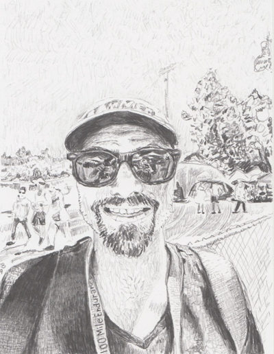 "Study for a Portrait of an Ultra Runner (Rob 6/30/19)", 2019, graphite on archival paper, 7” x 6.75”